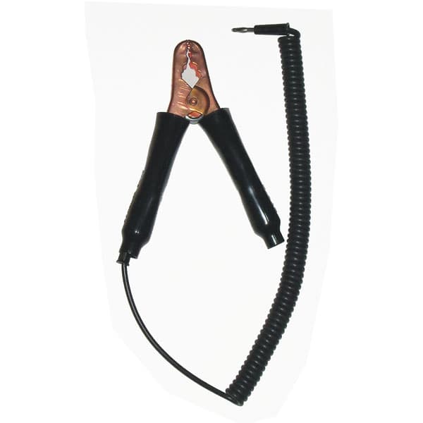 AGRA Lead Wires - 6 ft. Black Coil 2 Banana Plugs & 1 Hippo Clip
