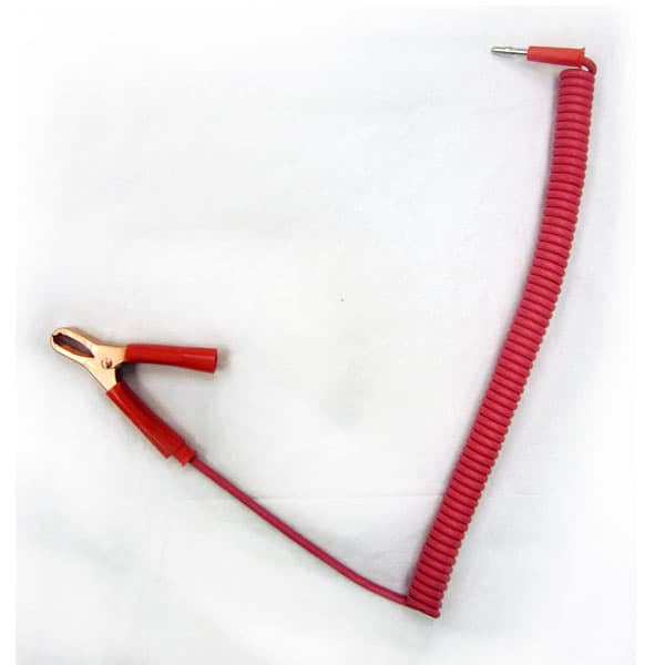AGRA Lead Wires - 12 ft. Red Coil 2 Banana Plugs & 1 Hippo Clip