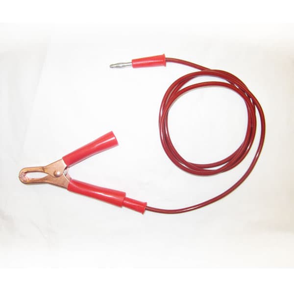 AGRA Lead Wires - 3 ft. Red Straight 2 Banana Plugs & 1 Hippo Clip