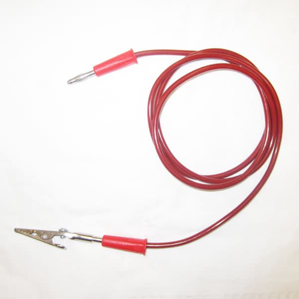 AGRA Lead Wires - 3 ft. Red Straight 2 Banana Plugs & 1 Alligator Clip